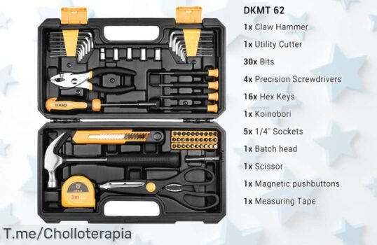 Descubre el kit de carpintería DEKO EDC con 62 piezas a un precio loco, ¡el herramienta que transformará tu hogar! No pierdas este ofertón y compra ya antes de que se agote