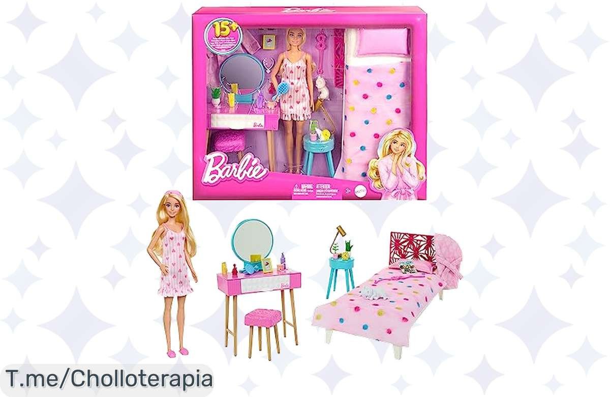 Descubre el mágico dormitorio de Barbie: más de 20 piezas para aventuras infinitas. Oferta increíble que no puedes dejar pasar, ¡compra ahora antes que se agote!