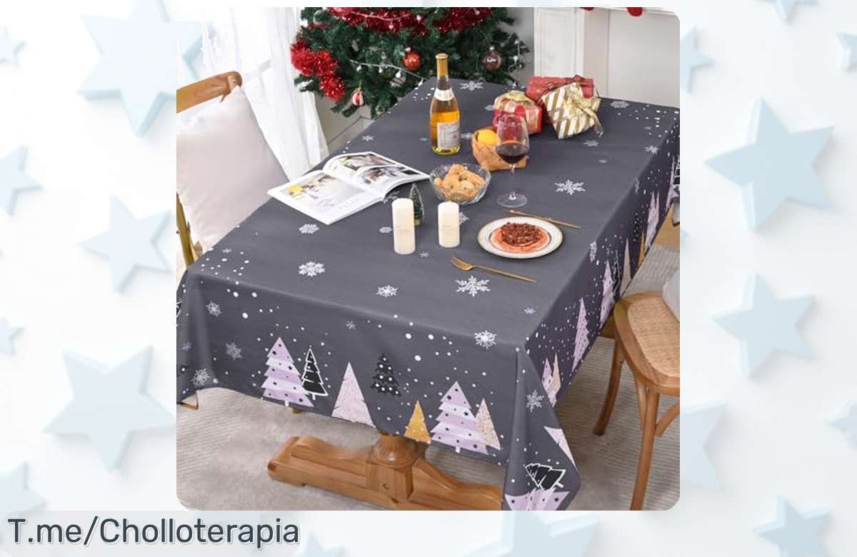 Descubre el mantel navideño que hará brillar tus fiestas, impermeable y fácil de limpiar. ¡No te pierdas este ofertón único! Consíguelo ya antes de que se agote.