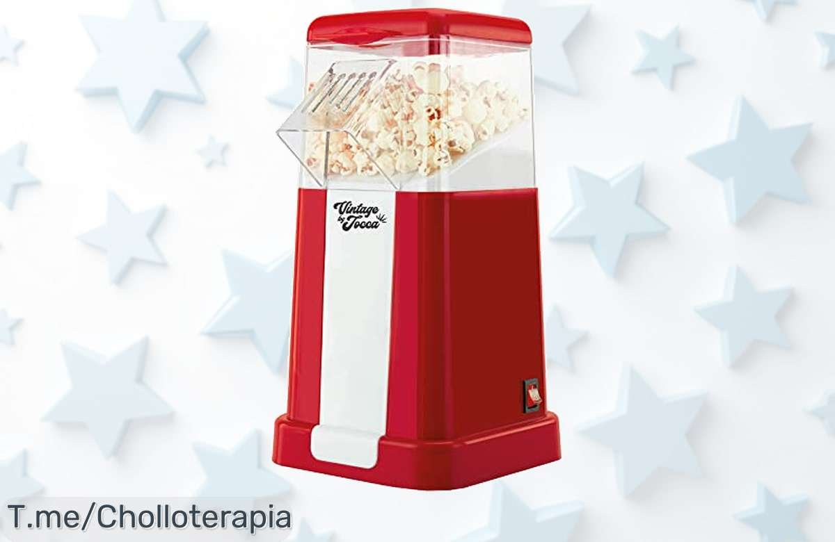 Descubre el palomitero eléctrico que transforma tus noches de cine en un festín irresistible en solo 3 minutos. ¡Aprovecha este ofertón y disfruta palomitas sanas ya!