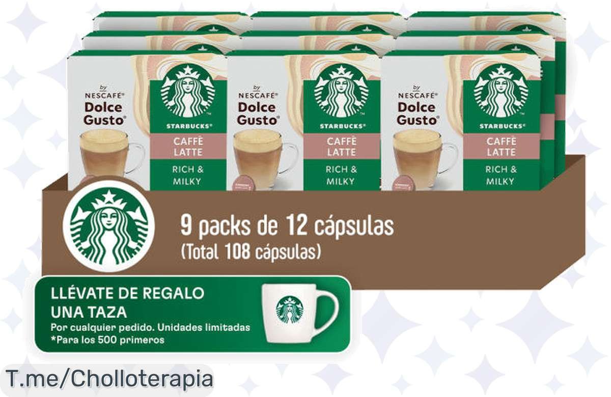Descubre el placer de Starbucks en casa con 108 cápsulas del delicioso Caffè Latte a un precio loco ¡No te pierdas este ofertón y cómpralo ya antes que se agote!