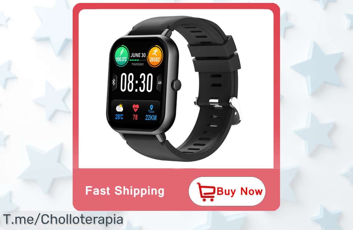 Descubre el reloj inteligente que todos desean, elegante y súper cómodo. ¡Aprovecha este ofertón único antes de que se agote! Tu accesorio ideal te espera, actúa ya.