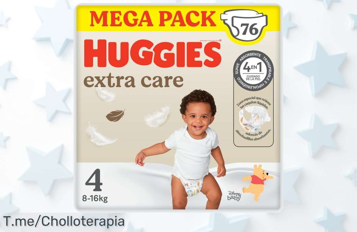 Descubre el super chollo de Huggies Extra Care: pañales cómodos y seguros para tu bebé a un precio loco, no te quedes sin ellos, compra ahora antes que se agoten.