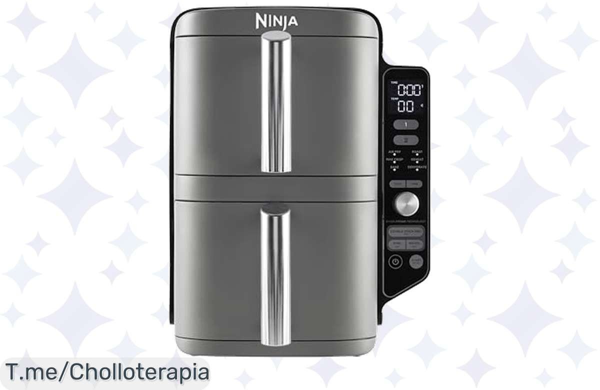 Descubre el super chollo de la Ninja Double Stack XL: cocina para 8 personas, ahorra espacio y disfruta con un 75% menos grasa. ¡Compra ya antes que se acabe!