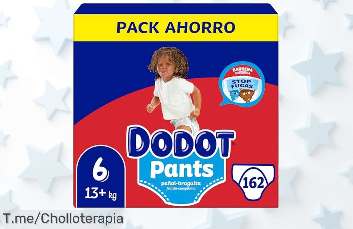 Descubre el super chollo de pañales que todos quieren: Pañales Dodot Bebé Pants Talla 6 con ajuste 360° y hasta 12 horas de sequedad, ¡ofertón limitado!