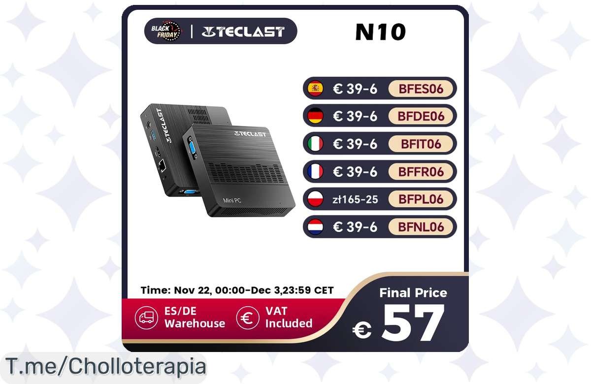 Descubre el super chollo del Teclast Mini PC N10: potencia increíble con Intel, 6GB de RAM y 128GB. ¡Aprovecha este ofertón antes de que se agote!