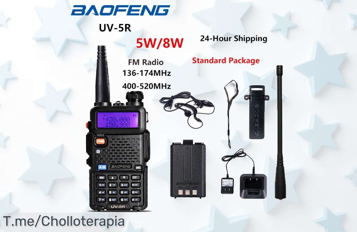 Descubre el walkietalkie Baofeng UV5R a un precio loco, con sonido increíble y batería duradera. ¡No te quedes sin él, esta oferta es limitada!