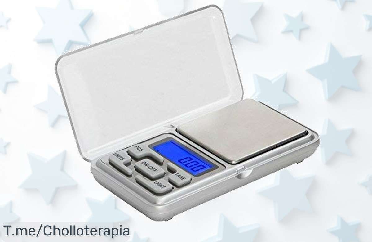 Descubre la báscula digital de bolsillo con precisión extrema y diseño elegante, ¡super chollo! Haz tu vida más fácil en cada pesaje. ¡Compra ahora antes que se agote!