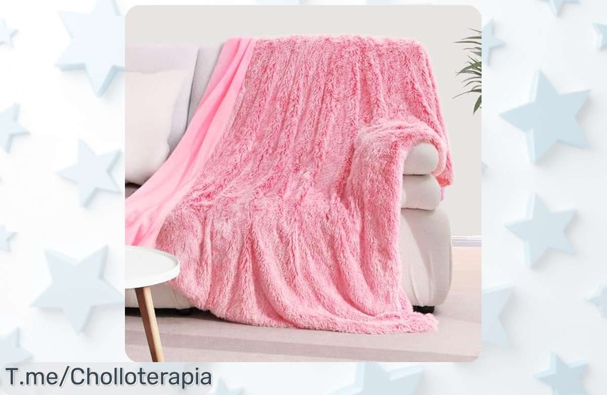 Descubre la manta KANKAEU, suave y esponjosa con diseño rosa degradado, perfecta para abrazarte en los días fríos. ¡No te pierdas este ofertón limitado!