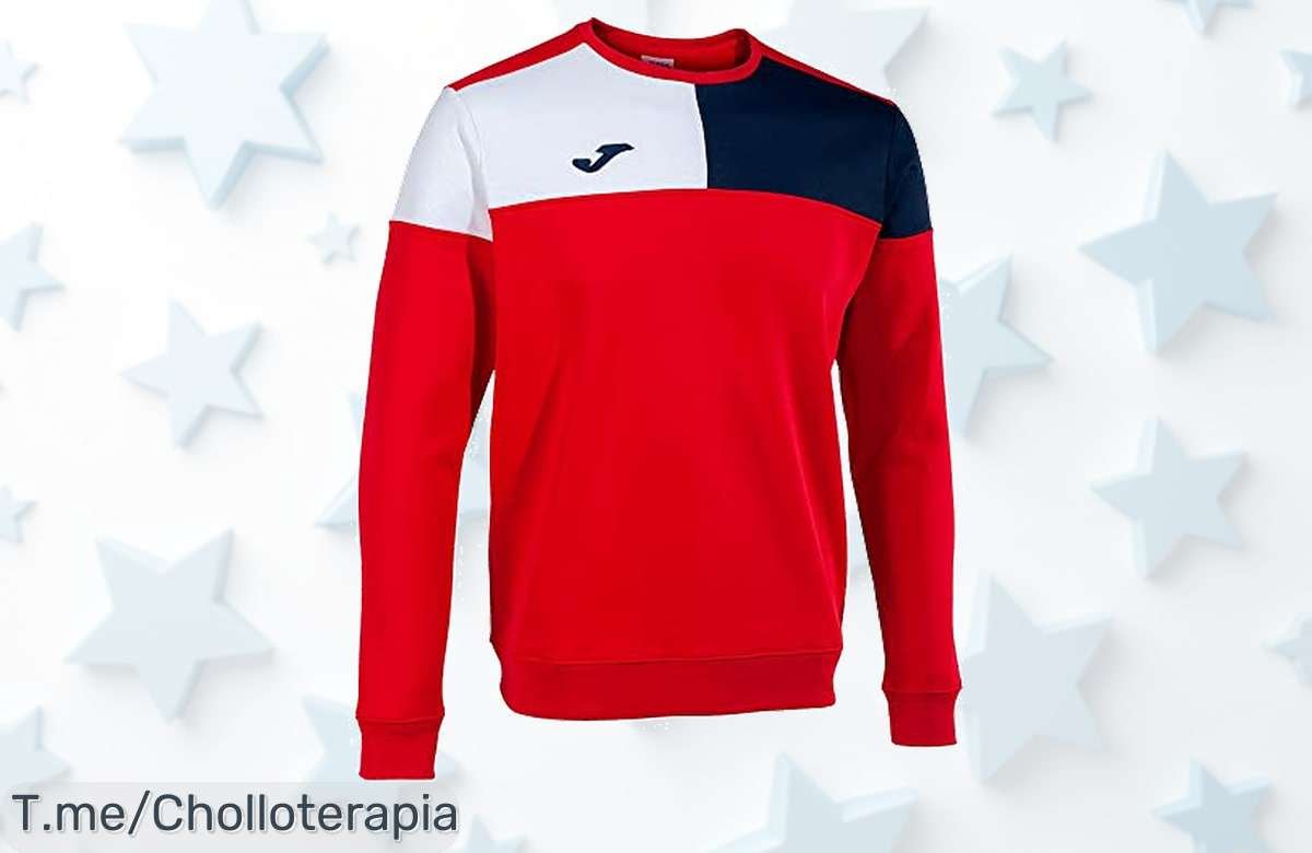 Descubre la sudadera Joma en rojo marino y blanco, ultra cómoda y con estilo único. ¡Super chollo que te hará brillar! Compra ahora antes de que se agoten.