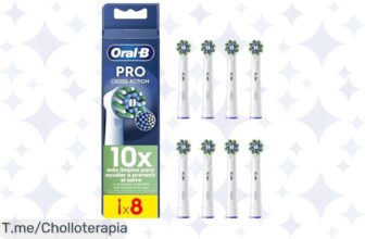 Deslumbra tu sonrisa con el pack de 8 recambios OralB Pro CrossAction, ¡elimina hasta un 100% más de placa! Oferta única y limitada, no te quedes sin tu super chollo