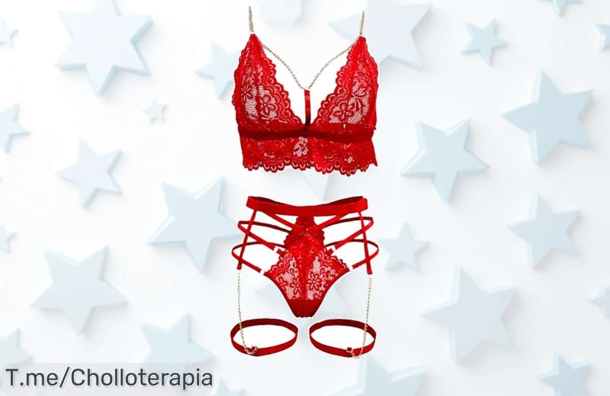 Despierta tu sensualidad con el lencería sexy de 3 piezas, un super chollo que combina metal y suavidad. ¡Hazlo tuyo ahora antes de que se acabe esta oferta única!
