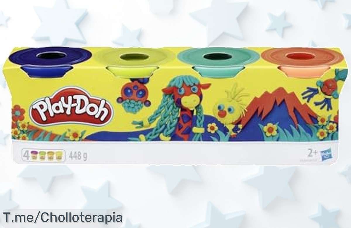 Diversión sin límites con el pack de 4 botes de PlayDoh en colores silvestres, ideal para fiestas. ¡Super chollo a precio loco! Stock limitado, actúa ya y haz feliz a tus peques.