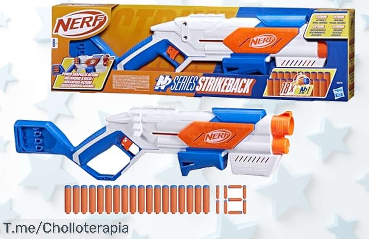 Domina la batalla con el Nerf N Series Lanzador Strikeback y 18 Dardos a un precio loco; ¡ofertón limitado que no puedes dejar pasar, asegura tu diversión ya!