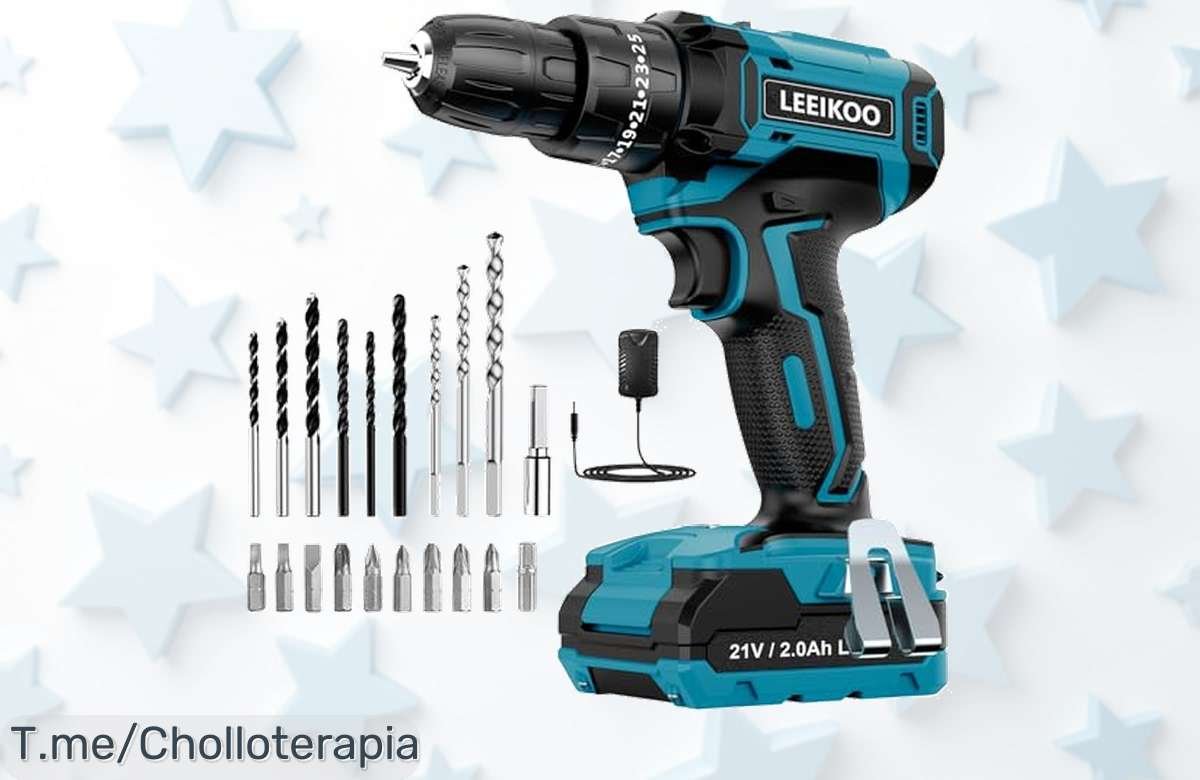 Gran chollo: Taladro Percutor a Batería 21V LEEIKOO con potencia brutal, 24 accesorios y un descuento increíble. ¡Aprovecha esta oferta única antes de que se acabe!