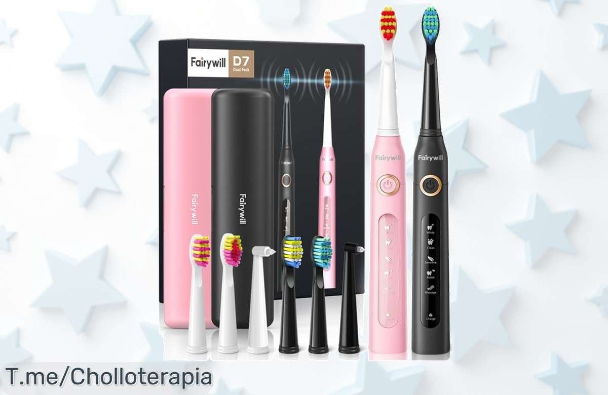 Haz brillar tu sonrisa con el cepillo eléctrico Fairywill FW-507: impermeable y recargable, ¡un ofertón de locura que no puedes dejar pasar! Compra ahora antes de que se acabe.