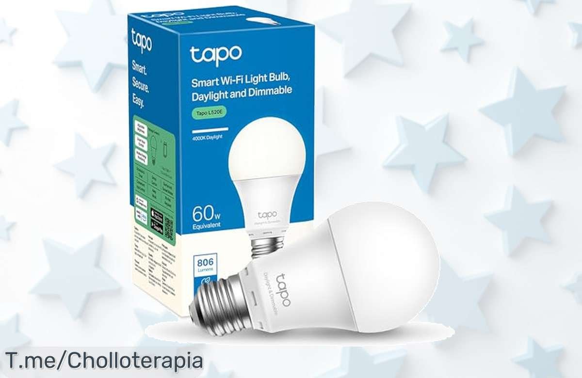 Haz que tu hogar brille con la bombilla inteligente TPLink TAPO L520E, controla la luz desde tu móvil y transforma tus espacios. ¡Super chollo solo por tiempo limitado!