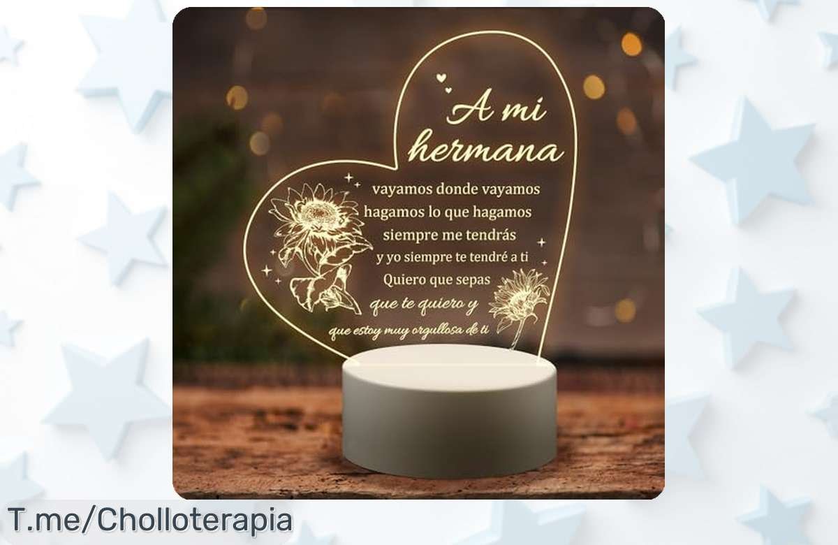 Ilumina la vida de tu hermana con nuestra increíble luz nocturna acrílica, un super chollo que hará brillar su habitación. ¡No te quedes sin ella, compra ya antes de que se agote!
