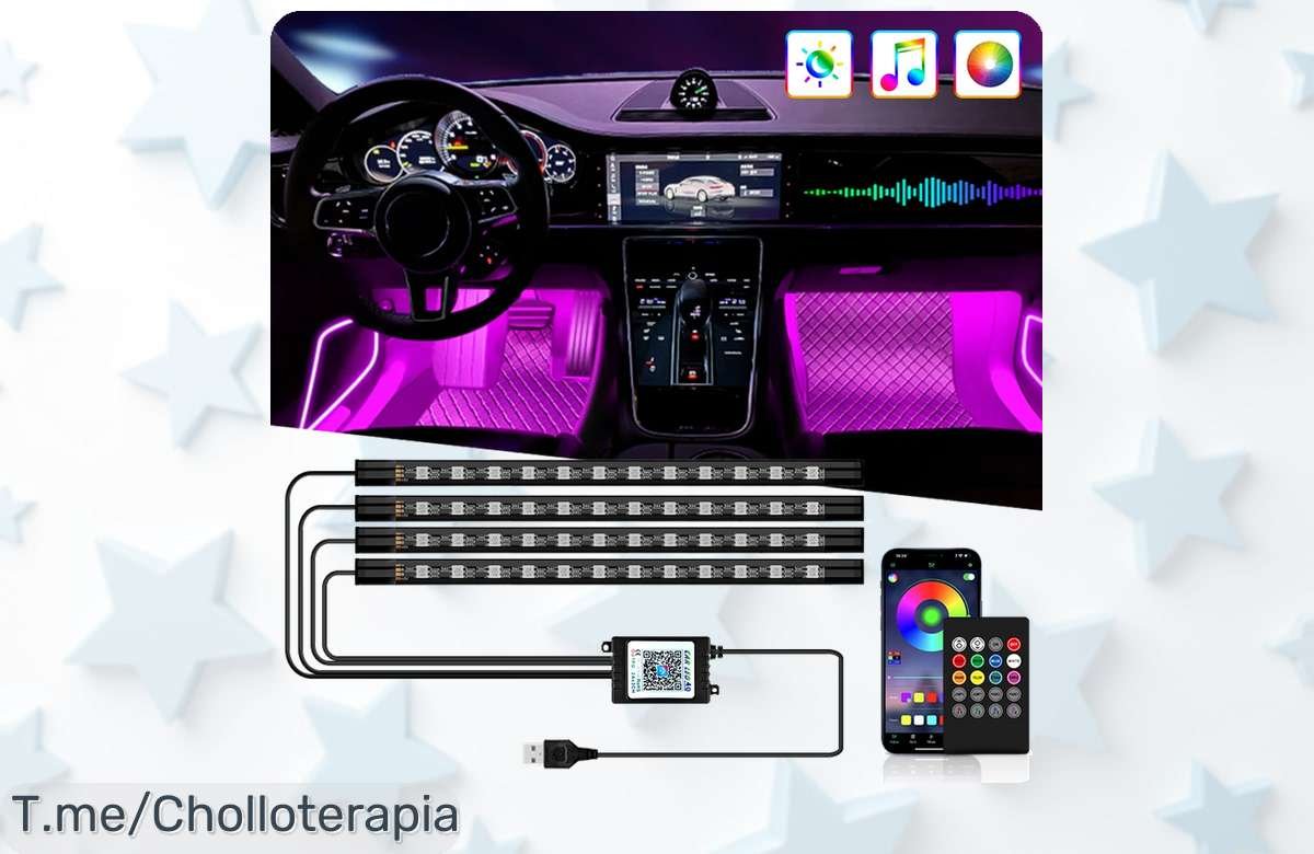 Ilumina tu coche con la increíble luz LED de neón y transforma cada viaje en una fiesta única. ¡Super chollo de instalación fácil! No te quedes sin el tuyo, oferta limitada.