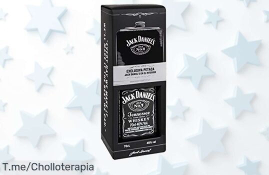 Jack Daniel's Tennessee con petaca original a precio loco: aroma de vainilla y naranja que te hará sonreír ¡No dejes pasar este ofertón limitado, actúa ya!