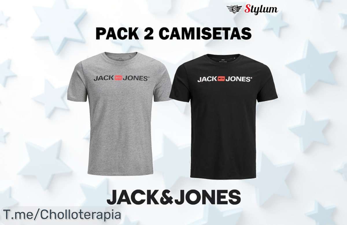 ¡Lleva tu estilo al siguiente nivel con el pack de 2 camisetas Jack & Jones! Suave algodón slim fit para brillar este verano, aprovecha el super chollo antes que se agoten. ¡Compra ya!