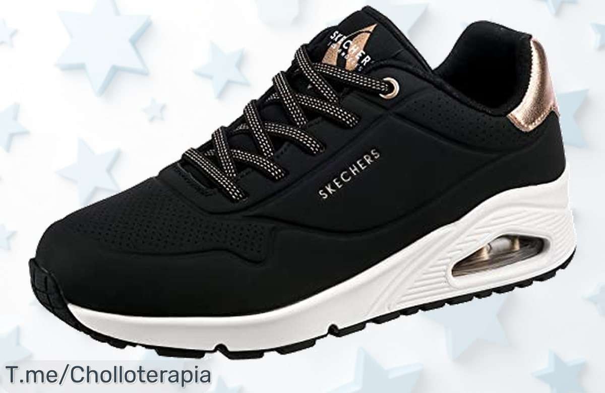 Luce espectacular con las Skechers Uno Shimmer Away a un precio loco: ¡comodidad y estilo en cada paso! No te pierdas este ofertón, solo por tiempo limitado.