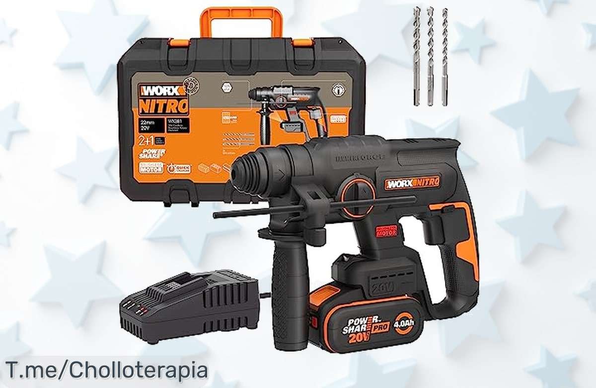 Martillo Ligero Worx: Potente Motor Sin Escobillas y 3 en 1, ¡Super Chollo Limitado que No Puedes Perder! Consigue el Tuyo Ahora o Te Quedas sin Él.