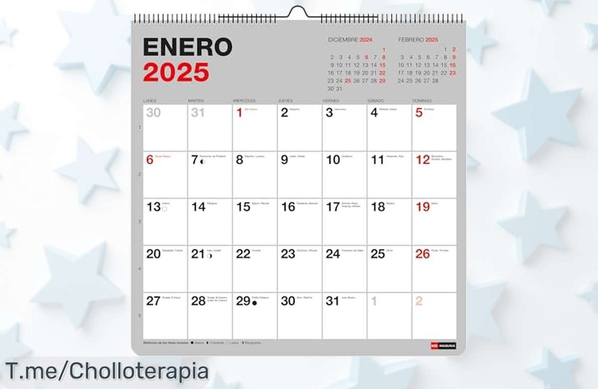 Organiza tu 2025 con el super chollo del Calendario de Pared Miquelrius, elegante y práctico. ¡No te quedes sin este ofertón único! Compra ahora antes que se agoten.