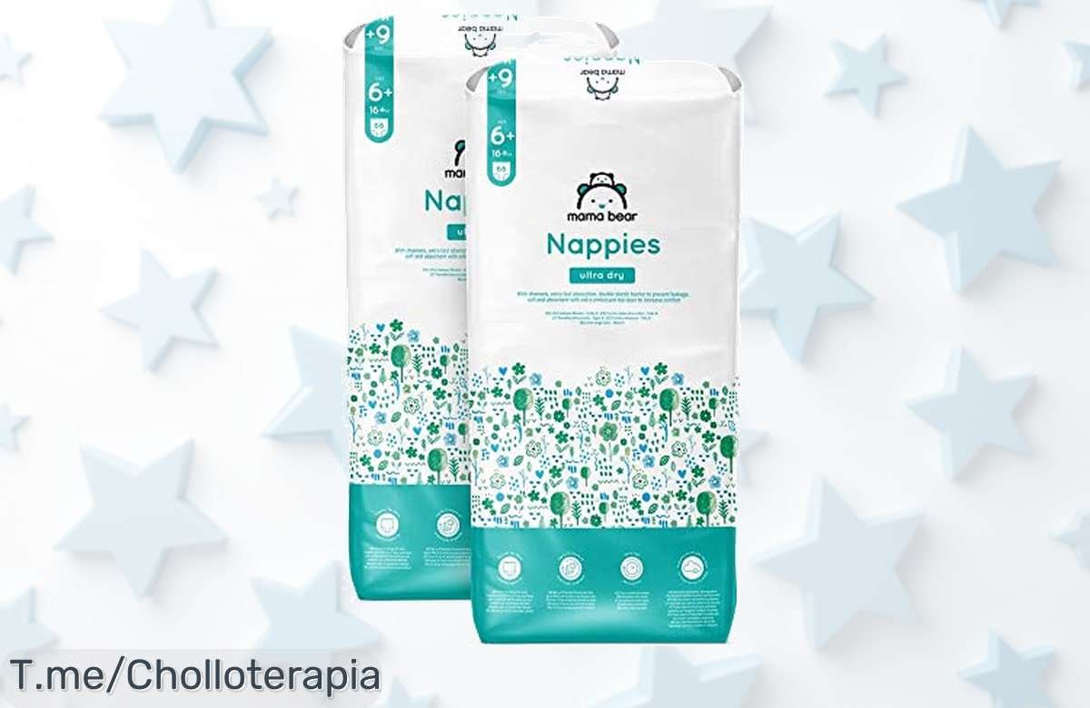 Protege a tu bebé con los pañales Mama Bear: ajuste suave y hasta 12 horas sin fugas. No te pierdas este super chollo, ¡compra ahora antes de que se agoten!