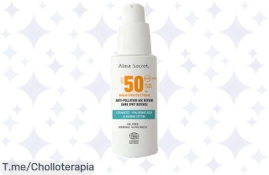 Protege tu piel con el antipollution face mineral sunscreen spf50 de ALMA SECRET, ¡ofertón limitadísimo! Dile adiós a las manchas y aprovecha este chollo antes de que se agote