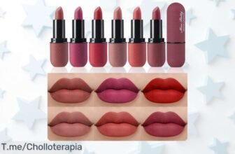 ¡Super Chollo! Set de labiales matte waterproof en 6 colores vibrantes que durarán todo el día, sorprende a tus amigas con este ofertón único ¡Compra ya antes de que se agote!