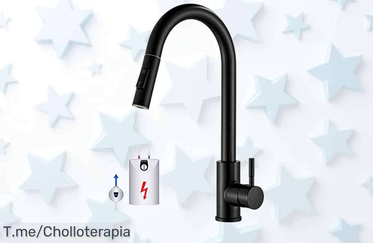 Transforma tu cocina con el grifo negro de diseño moderno y ducha retráctil que todos quieren; aprovecha este ofertón único antes de que desaparezca, ¡no te quedes sin él!