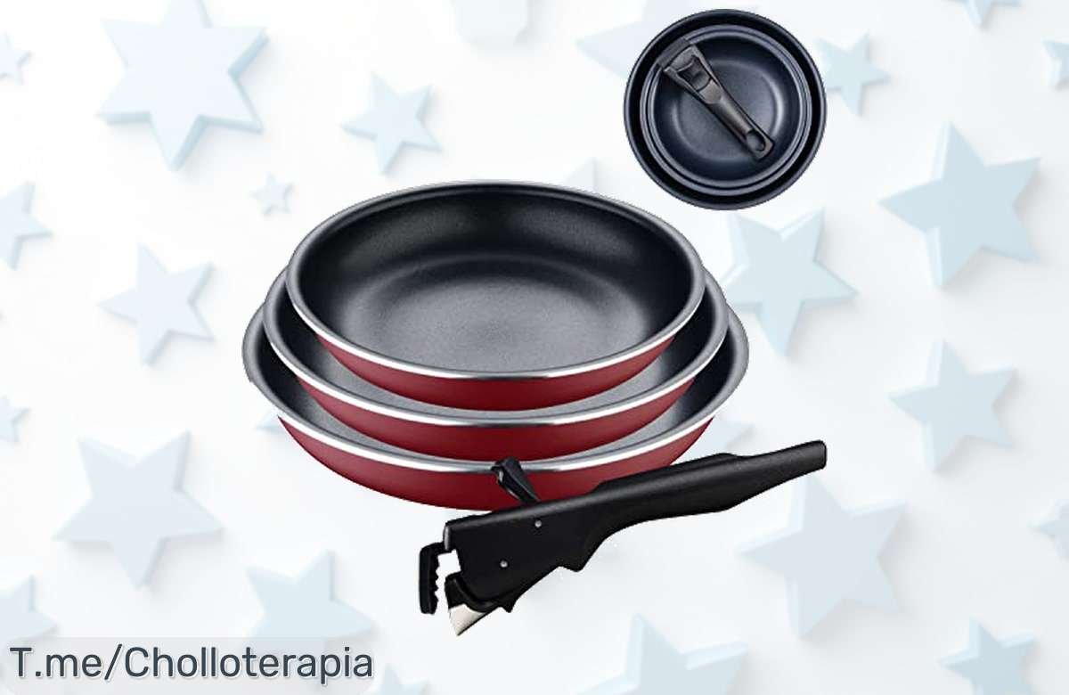 Transforma tu cocina con el juego de sartenes Bergner Click&Cook: antiadherente y fácil de almacenar. ¡Aprovecha este descuentazo único antes que se acabe!