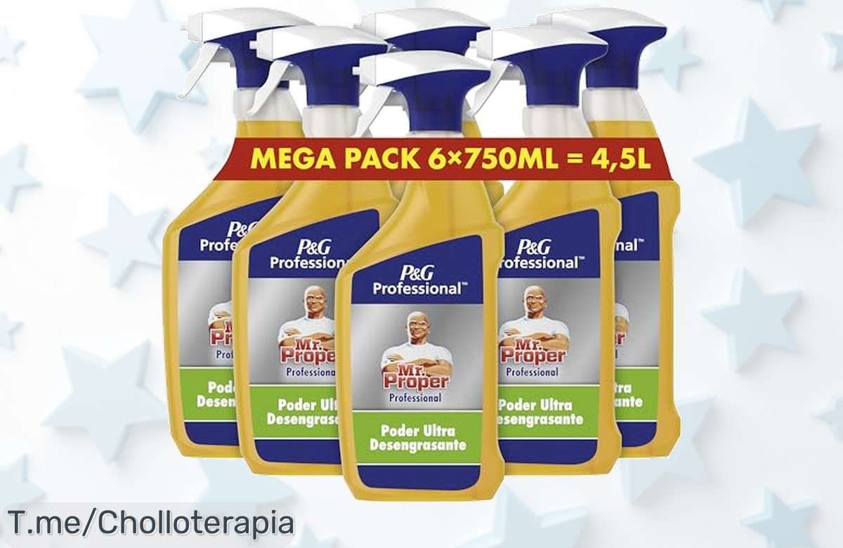 Transforma tu limpieza con Mr Proper: desengrasante que arrasa hasta con la última grasa en segundos. ¡Aprovecha este super chollo antes de que se agote!