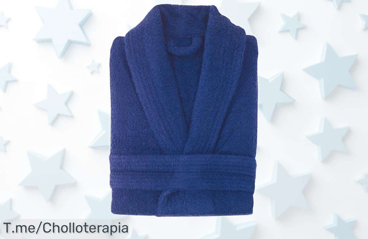 Transforma tu relax con el albornoz de algodón cardado premium, suave y absorbente. Super chollo limitado que no querrás dejar escapar. ¡Compra ya y abraza el confort!