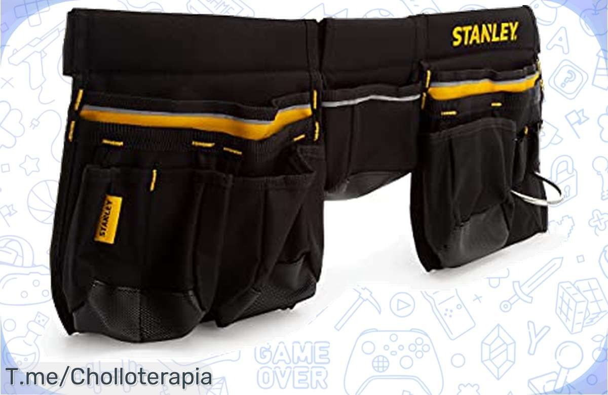 Transforma tu trabajo en un paseo con el cinturón de herramientas STANLEY, tejido ultra resistente y acolchado. ¡Super chollo limitado, apúrate antes que se acabe!