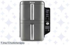 ¡Transforma tus comidas en banquetes con la Ninja Double Stack XL! Cocina para 8 personas rápidamente y ahorra energía ¡Aprovecha este ofertón único antes de que se agote!