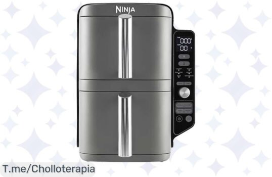 ¡Transforma tus comidas en banquetes con la Ninja Double Stack XL! Cocina para 8 personas rápidamente y ahorra energía ¡Aprovecha este ofertón único antes de que se agote!