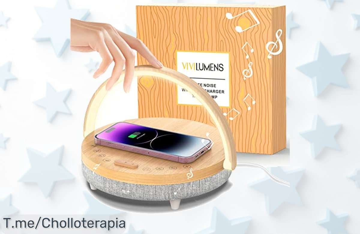 Transforma tus noches con la lámpara táctil que sueñas, cargador inalámbrico y sonido relajante, ¡ofertón limitado! Usa el cupón y ahorra a lo grande ya mismo.