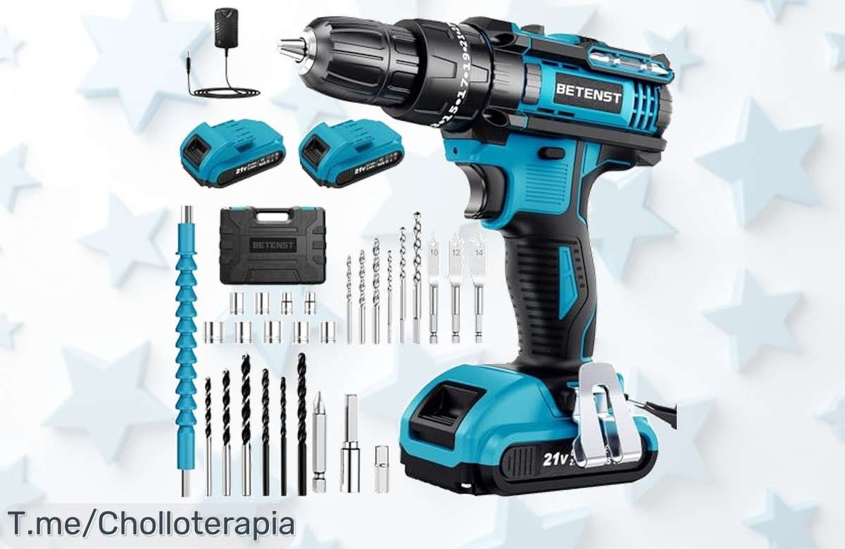 Transforma tus proyectos con el Taladro Percutor a Batería 21V, ¡ahora en un super chollo! Kit completo y carga rápida para facilitar todo. ¡Compra ya antes de que se agote!