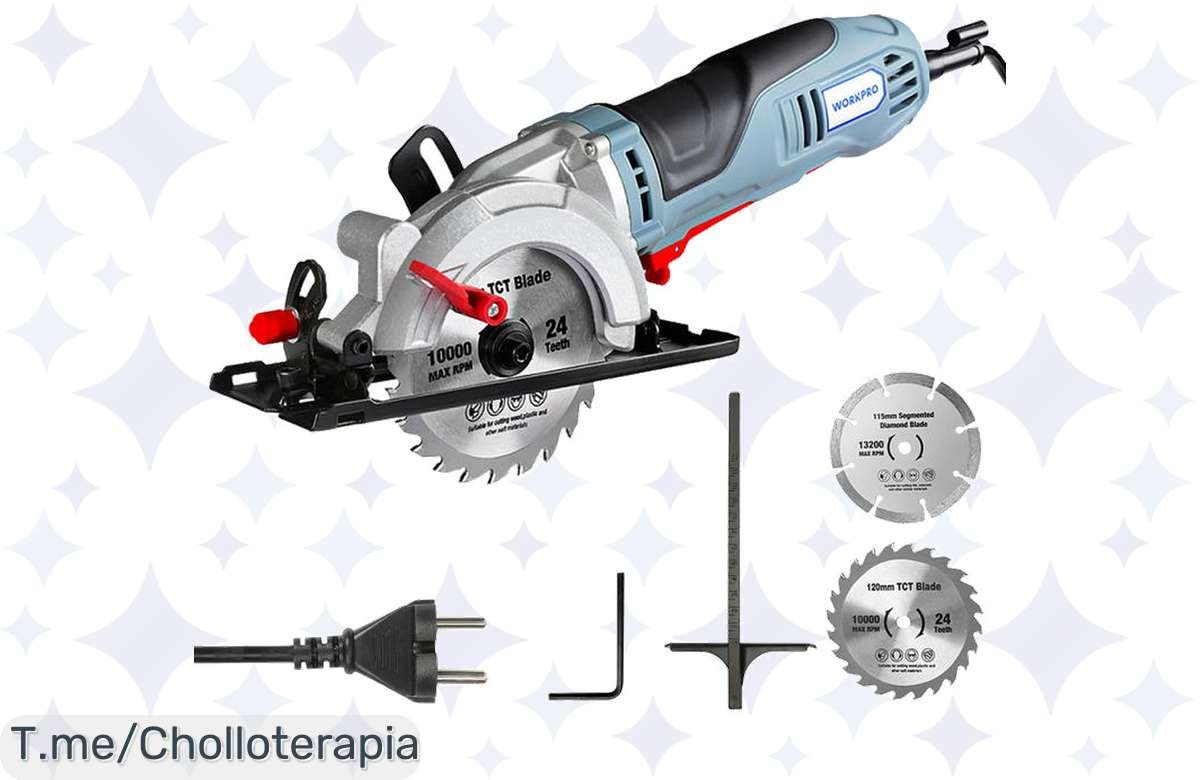 Transforma tus proyectos con la WORKPRO-Minisierra eléctrica circular, ahora a un precio loco y con un descuento brutal. ¡No te lo pierdas, compra ya antes de que se acabe!