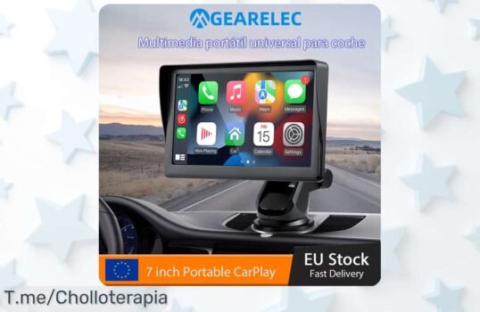 Transforma tus viajes con el radio portátil de 7 pulgadas, CarPlay y Bluetooth ¡Oferta única! No te quedes sin tu super chollo a precio loco Compra ahora y sorpréndete