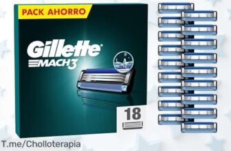 ¡Afeitado perfecto con Recambios Gillette Mach3! 18 hojas que te dan un deslizamiento suave y sin irritación No dejes pasar este super chollo, ¡compra ya antes de que se agoten!