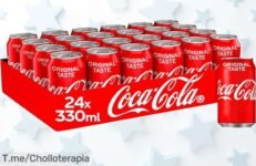 Atrapa el sabor con el Pack Coca-Cola de 24 latas y disfruta del mejor refresco a un precio loco, ¡solo por tiempo limitado! No te lo pierdas, compra ya