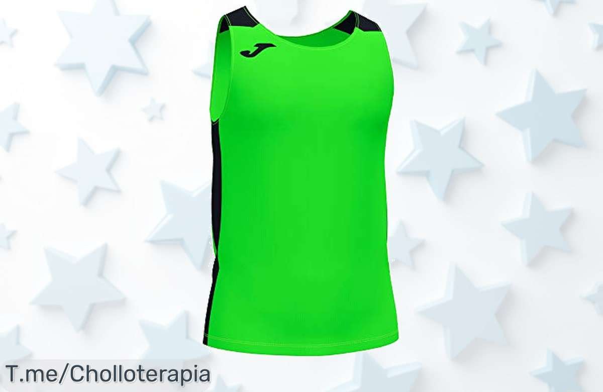 Atrapa la energía del deporte con la Joma Camiseta Tirantes Record II, ¡super chollo en verde flúor y negro que te mantendrá seco mientras brillas! Unidades limitadas, actúa ya.