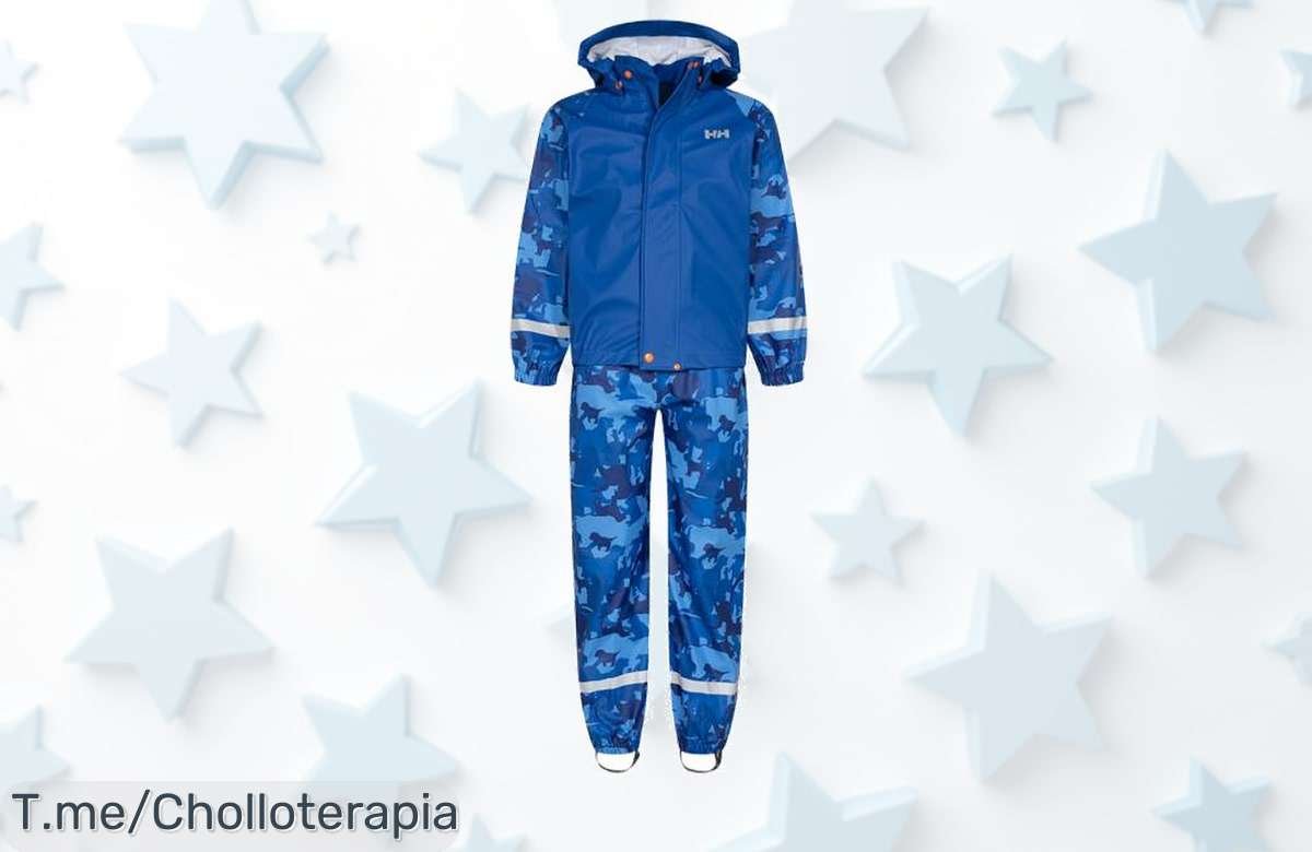 Atrapa la lluvia con el Helly Hansen Bergen Set Niño: Super chollo de 2 piezas que mantendrá seco a tu pequeño explorador. ¡Actúa rápido y llévatelo antes de que desaparezca!