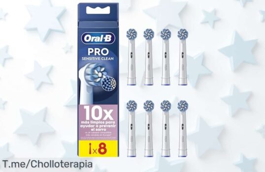 Atrapa la sonrisa perfecta con el pack de 8 recambios OralB Pro Sensitive Clean a un precio loco, elimina hasta el 100% de placa y deslumbra hoy mismo ¡oferta limitada!