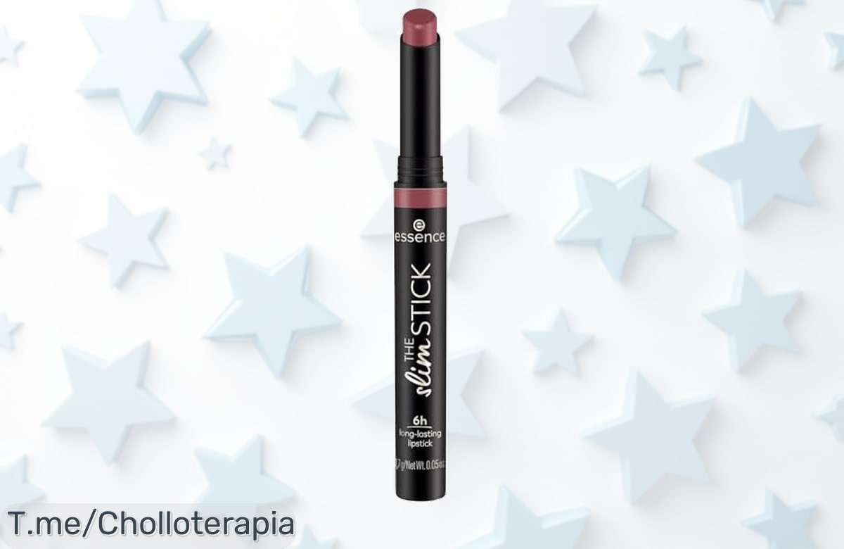 Atrévete a brillar con el pintalabios Esence THE Slim STICK: color violeta intenso que hidrata y dura 6 horas. ¡No te quedes sin el tuyo en esta oferta limitada!