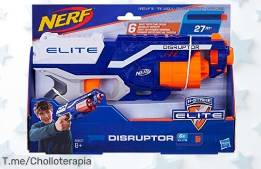 Atrévete a ser el rey de la diversión con el Nerf Elite Disruptor, lanza dardos hasta 27 metros y vive aventuras únicas ¡No te pierdas este ofertón limitado!