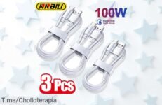 Carga tu smartphone a la velocidad de la luz con nuestro pack de 3 cables USB tipo C, ¡un super chollo que no puedes dejar pasar! Oferta limitada y precio loco